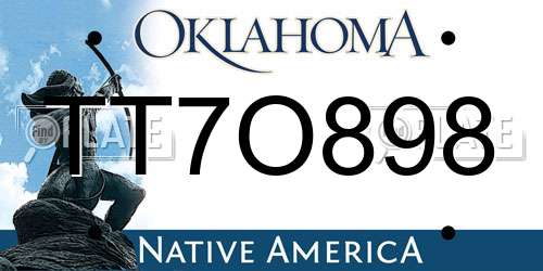 TT7O898 Oklahoma License Plate