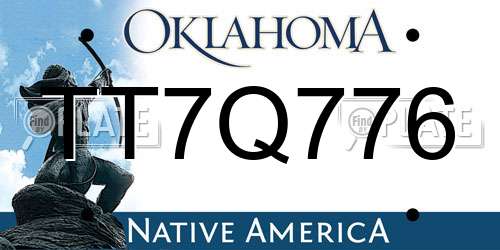 TT7Q776 Oklahoma License Plate