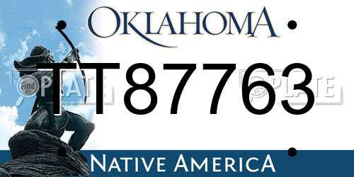TT87763 Oklahoma License Plate