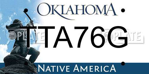TTA76G Oklahoma License Plate