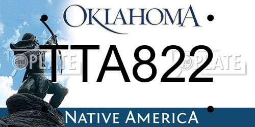TTA822 Oklahoma License Plate