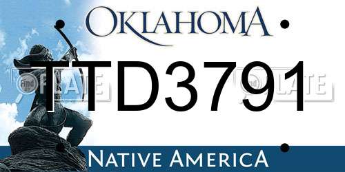 TTD3791 Oklahoma License Plate
