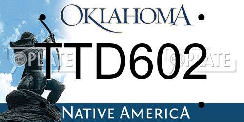 TTD602 Oklahoma License Plate