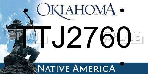 TTJ2760 Oklahoma License Plate