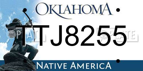 TTJ8255 Oklahoma License Plate