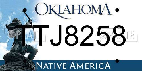 TTJ8258 Oklahoma License Plate