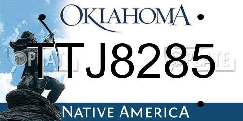 TTJ8285 Oklahoma License Plate