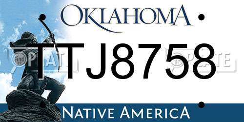 TTJ8758 Oklahoma License Plate