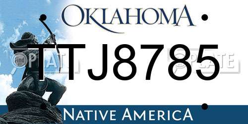 TTJ8785 Oklahoma License Plate
