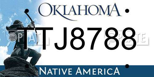 TTJ8788 Oklahoma License Plate