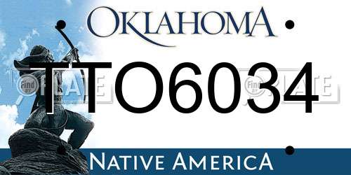 TTO6034 Oklahoma License Plate