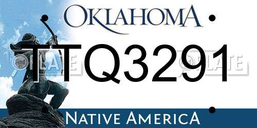 TTQ3291 Oklahoma License Plate