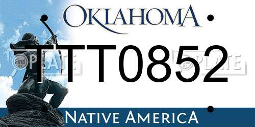 TTT0852 Oklahoma License Plate