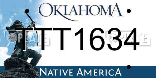 TTT1634 Oklahoma License Plate