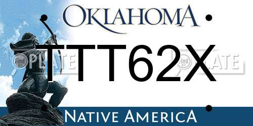 TTT62X Oklahoma License Plate