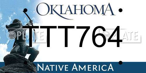 TTT764 Oklahoma License Plate
