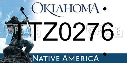 TTZ0276 Oklahoma License Plate