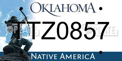 TTZ0857 Oklahoma License Plate