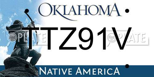 TTZ91V Oklahoma License Plate