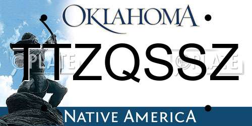 TTZQSSZ Oklahoma License Plate
