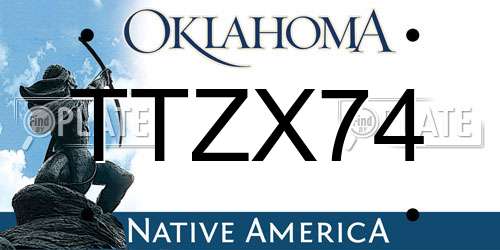 TTZX74 Oklahoma License Plate