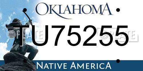 TU75255 Oklahoma License Plate