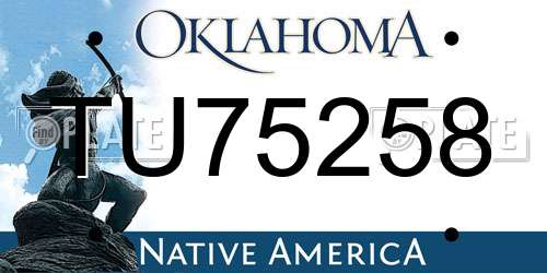 TU75258 Oklahoma License Plate