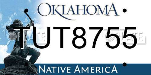 TUT8755 Oklahoma License Plate