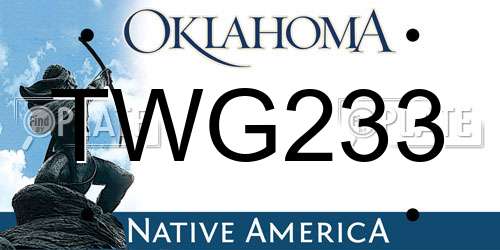 TWG233 Oklahoma License Plate