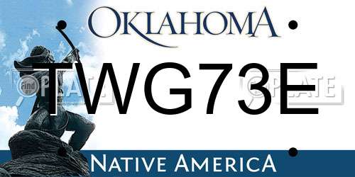 TWG73E Oklahoma License Plate