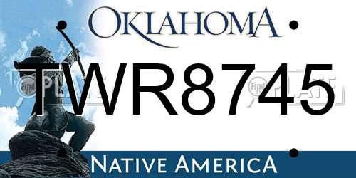 TWR8745 Oklahoma License Plate