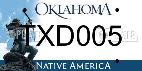 TXD005 Oklahoma License Plate
