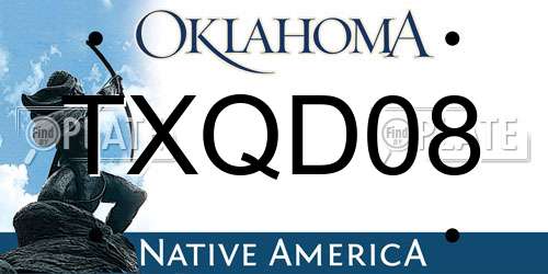 TXQD08 Oklahoma License Plate