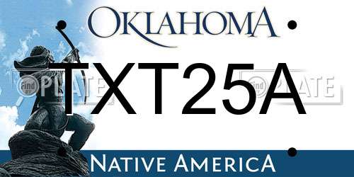 TXT25A Oklahoma License Plate