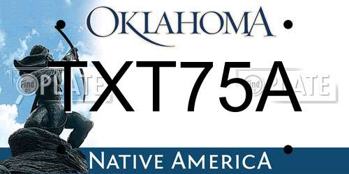 TXT75A Oklahoma License Plate