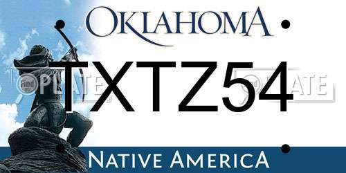TXTZ54 Oklahoma License Plate