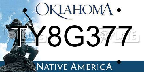 TY8G377 Oklahoma License Plate