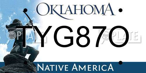 TYG87O Oklahoma License Plate