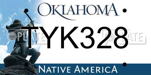 TYK328 Oklahoma License Plate