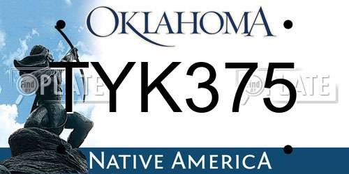 TYK375 Oklahoma License Plate
