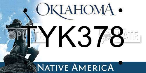 TYK378 Oklahoma License Plate