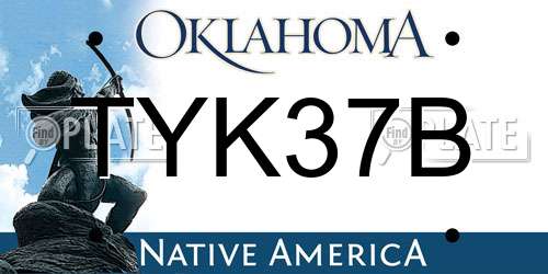 TYK37B Oklahoma License Plate