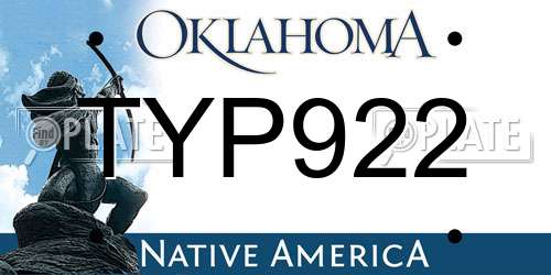 TYP922 Oklahoma License Plate