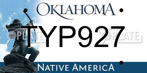 TYP927 Oklahoma License Plate