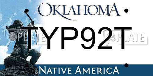 TYP92T Oklahoma License Plate