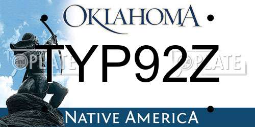 TYP92Z Oklahoma License Plate