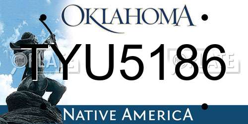 TYU5186 Oklahoma License Plate
