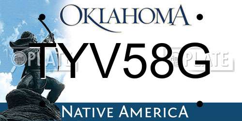 TYV58G Oklahoma License Plate