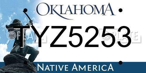 TYZ5253 Oklahoma License Plate