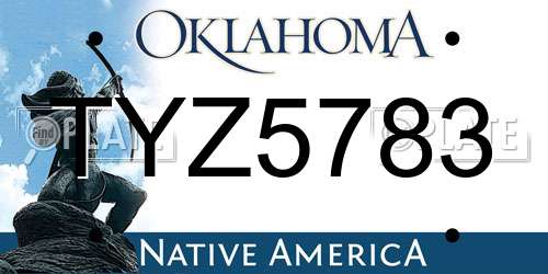 TYZ5783 Oklahoma License Plate
